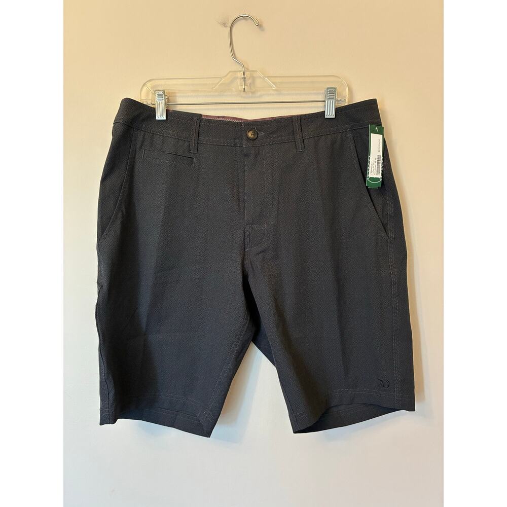 7 Diamonds NEW Tofino 10" Performance Shorts Flat Front Gray Black Printed Sz 33